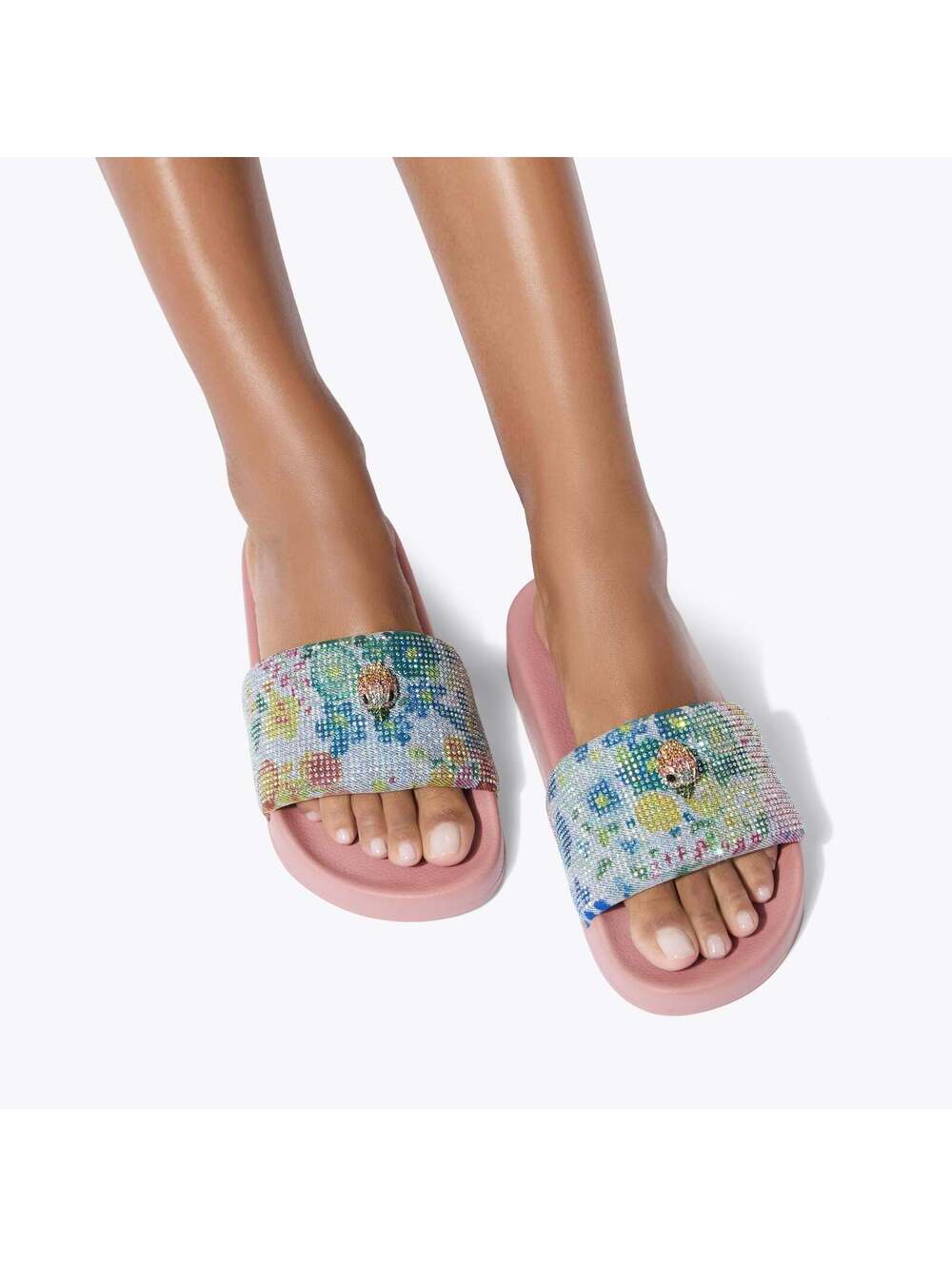 Kurt Geiger Meena Eagle Blue Denim Slide Sandal EU37/US6.5
